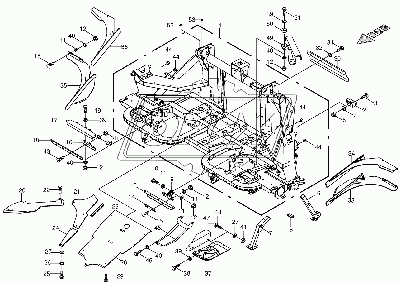 Frame central/Mounting parts