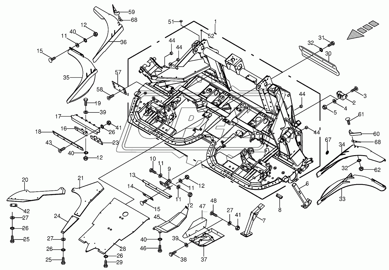 Frame central/Mounting parts 800001-820000