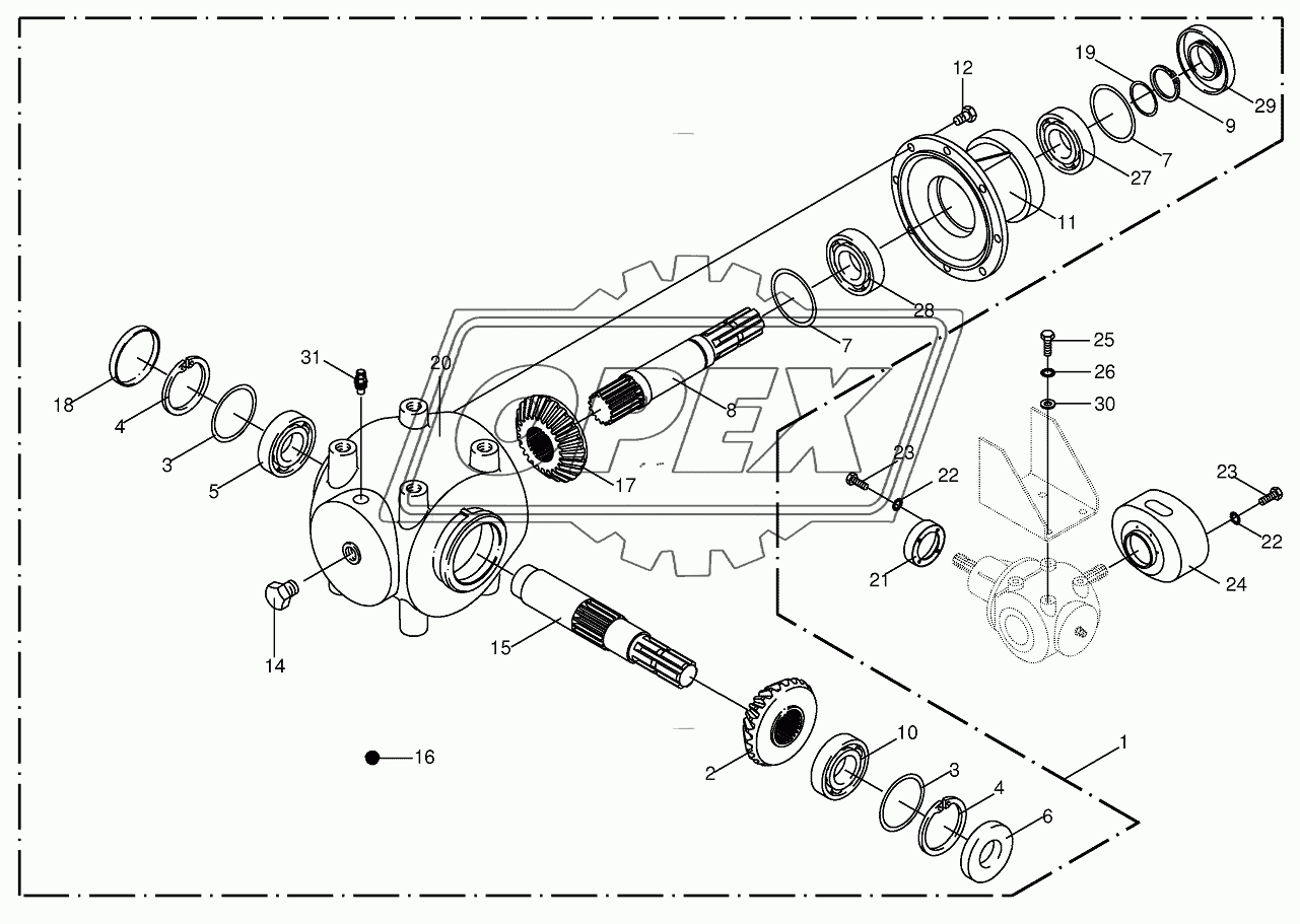 Main gearbox (green)