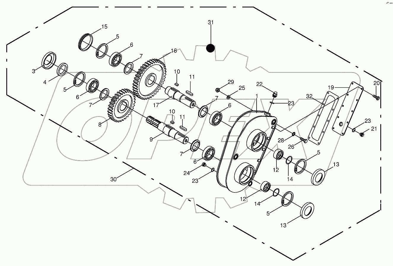 Spur wheel teversing gear