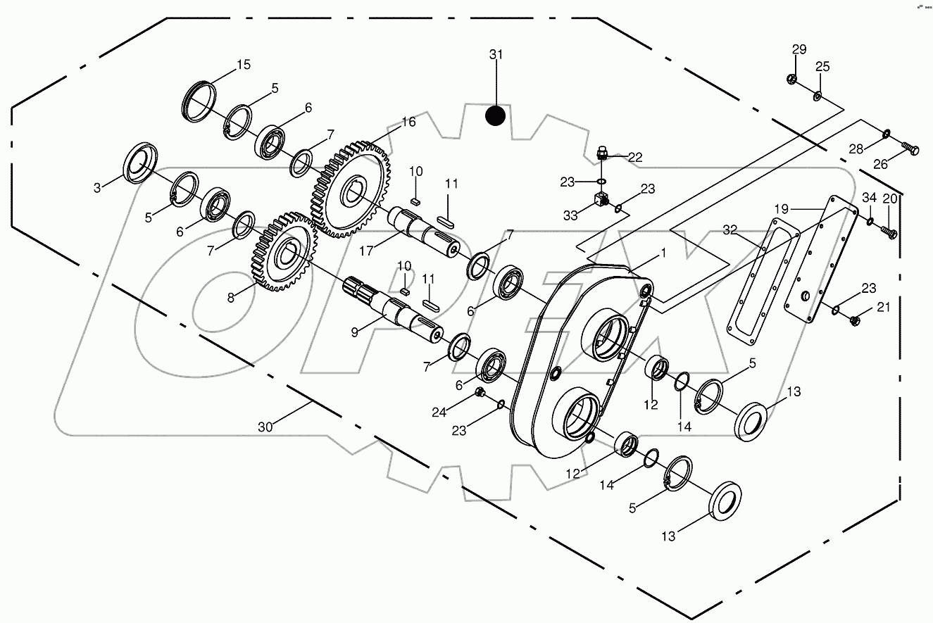 Spur wheel teversing gear
