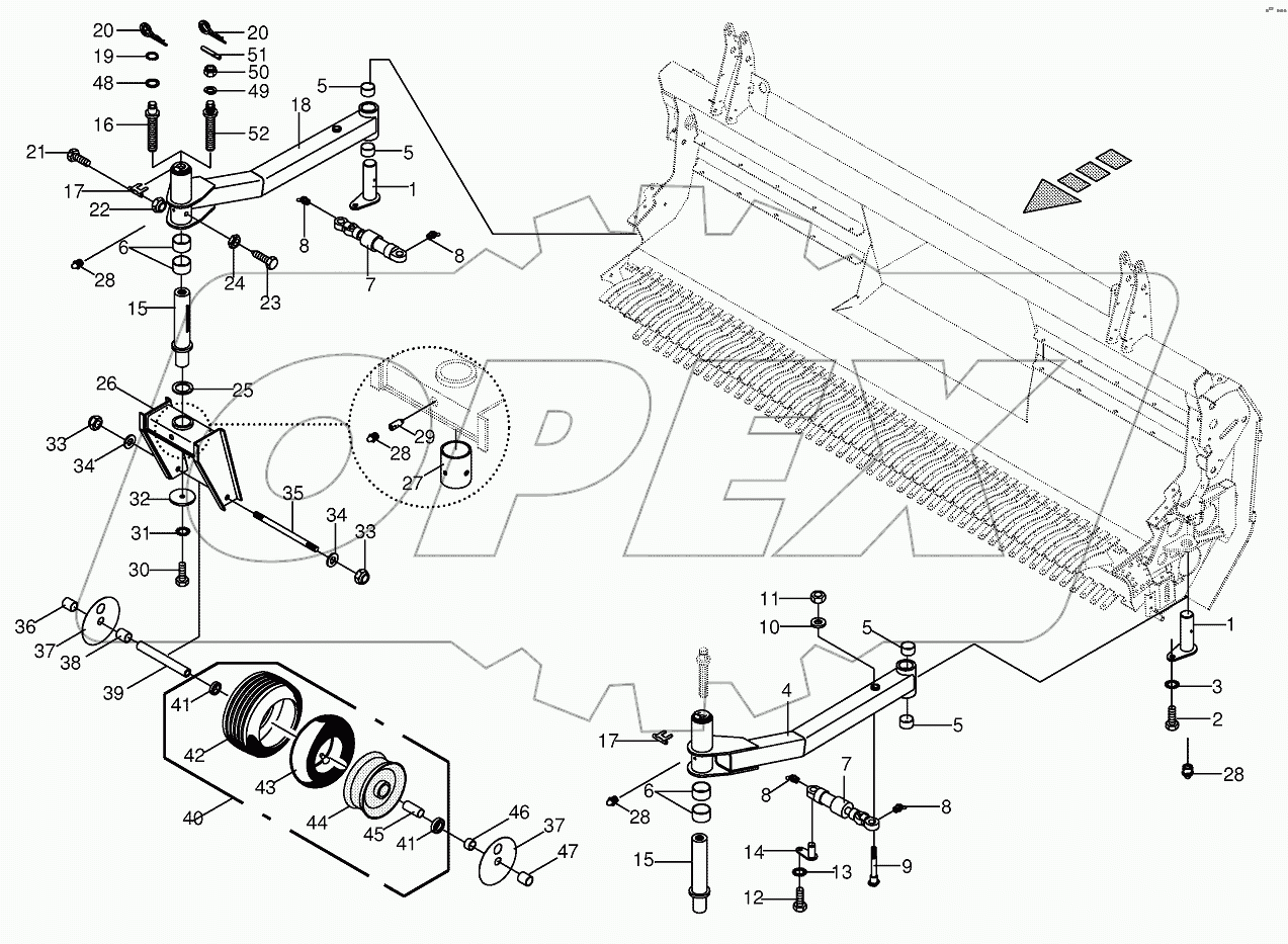 Side view of supporting wheel 720724 - 748499