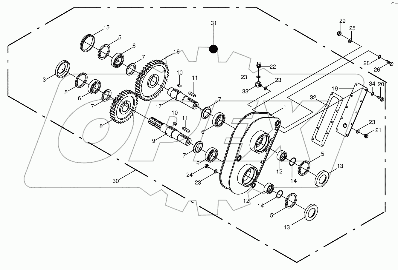 Spur wheel teversing gear