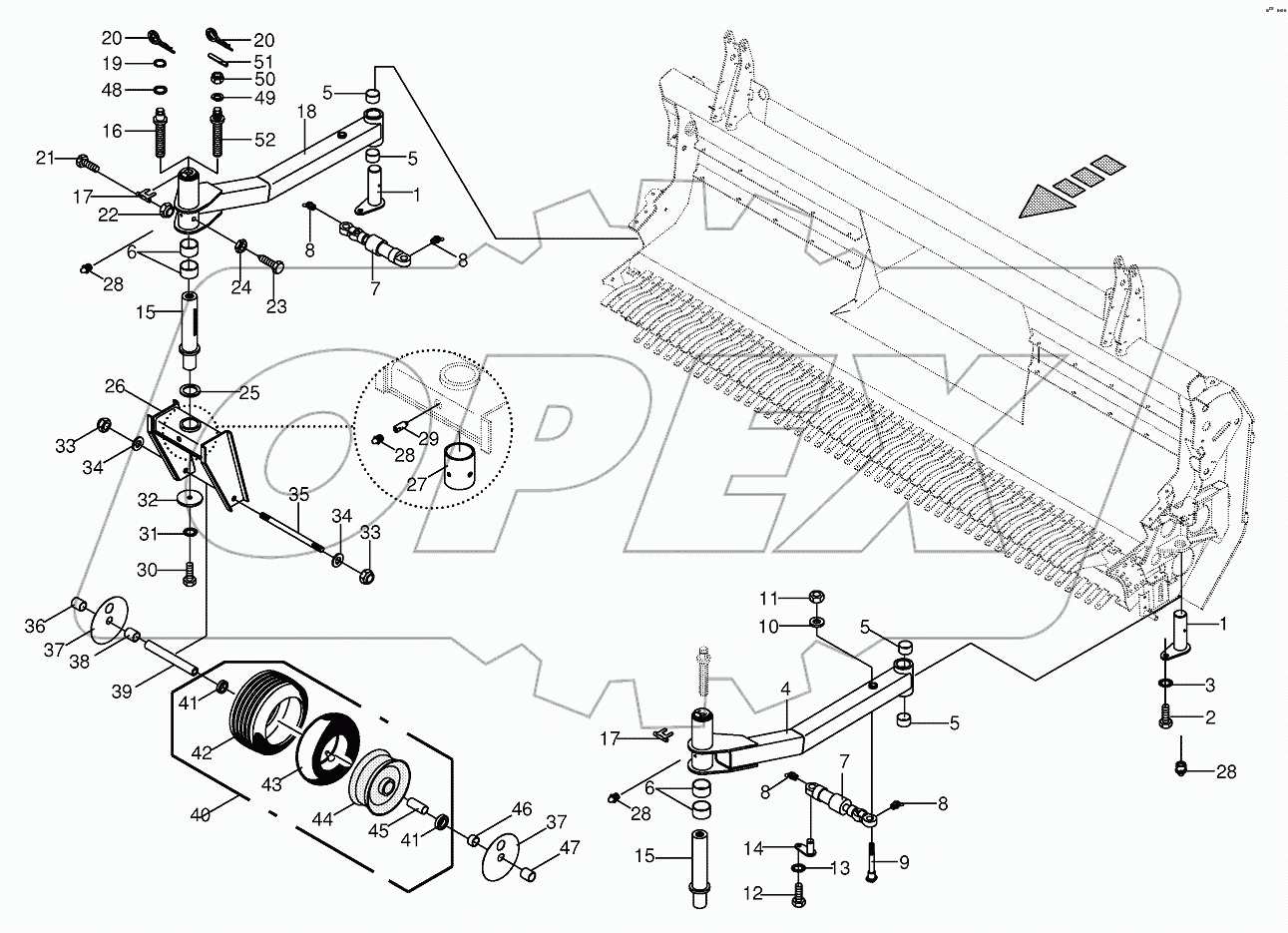 Side view of supporting wheel