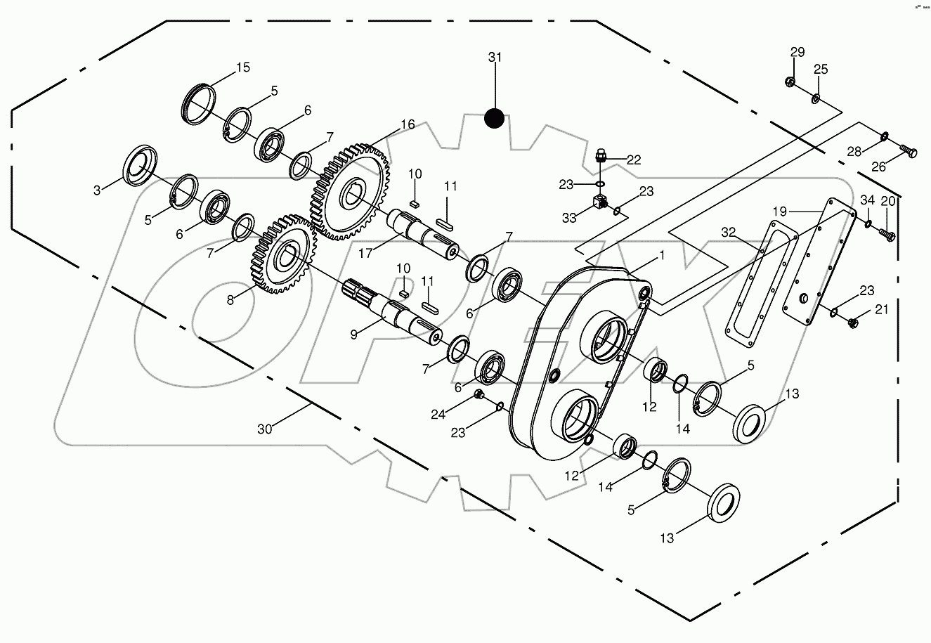 Spur wheel teversing gear
