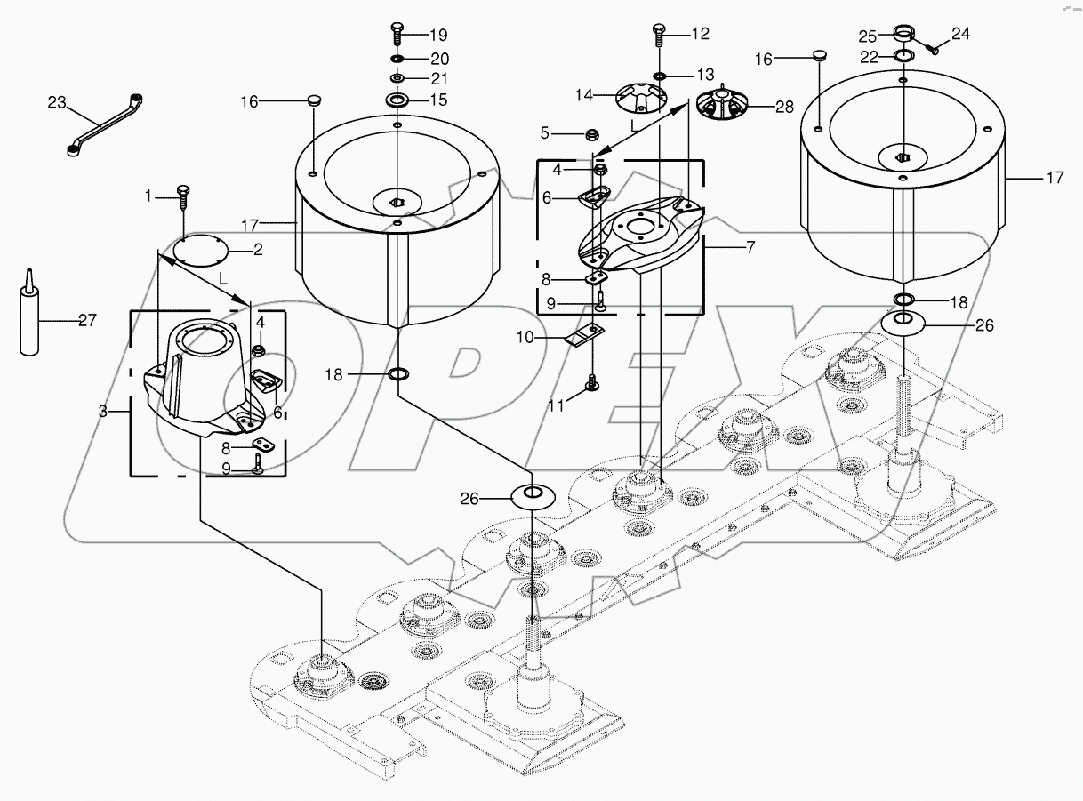 Blade fastening / Swath drum