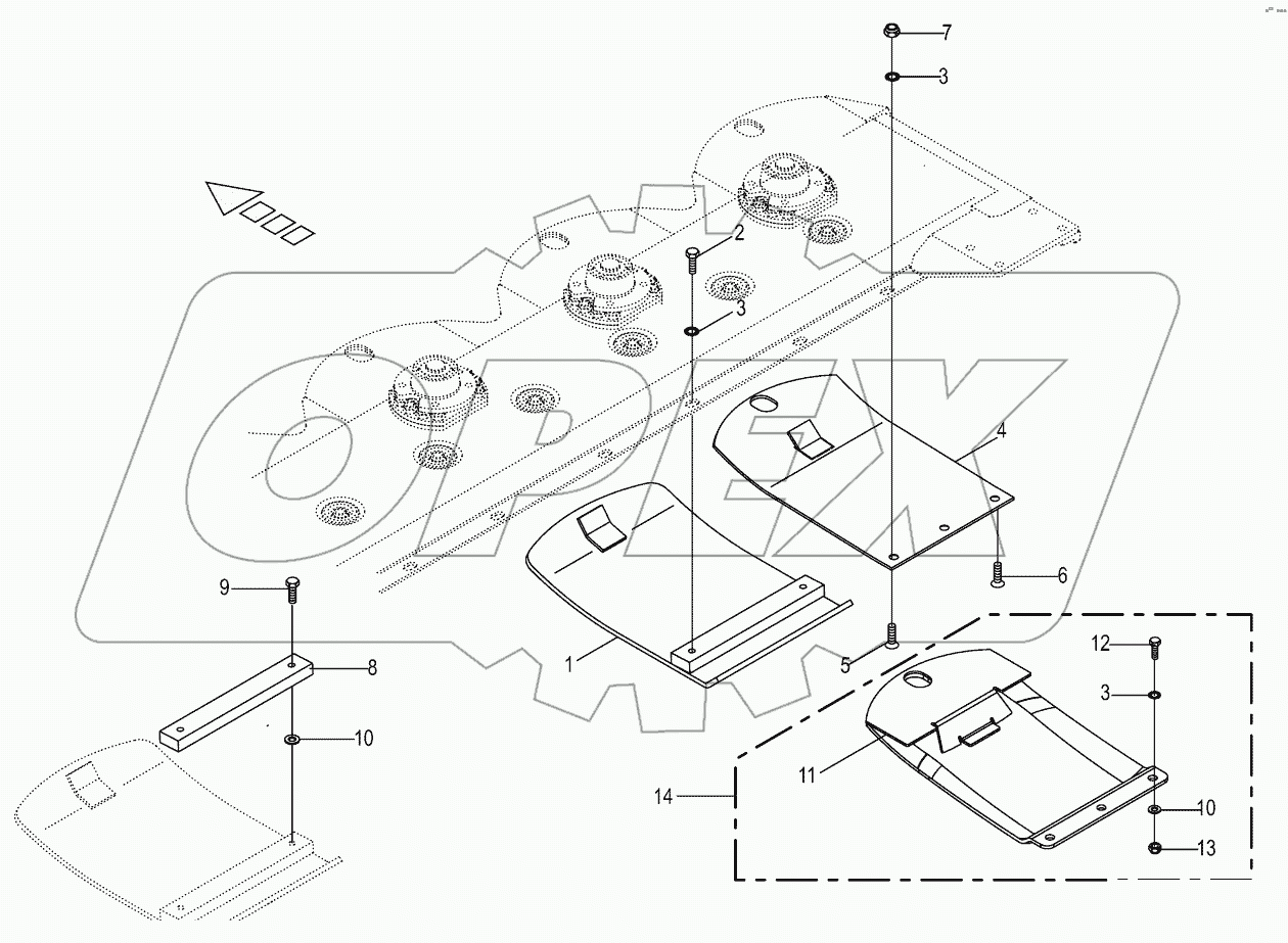 High-cut skid / Wear skid