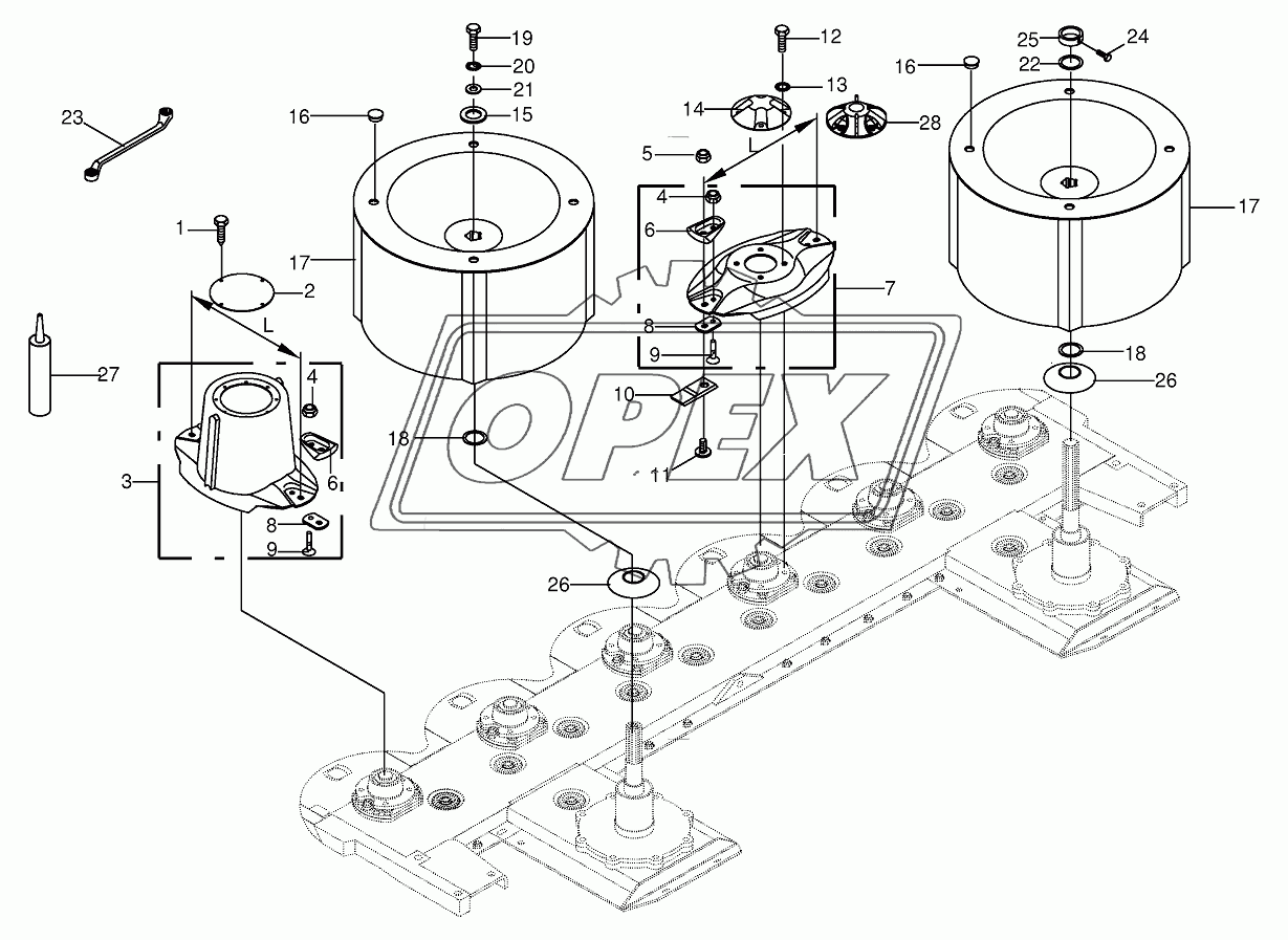 Blade fastening/Swath drum 1