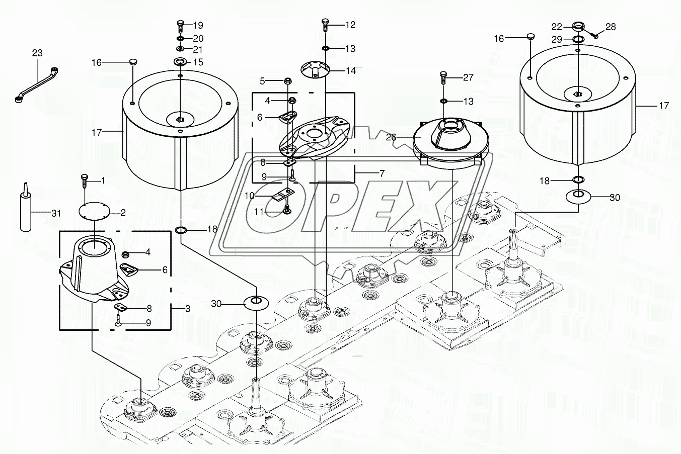 Blade fastening/Swath drum 2