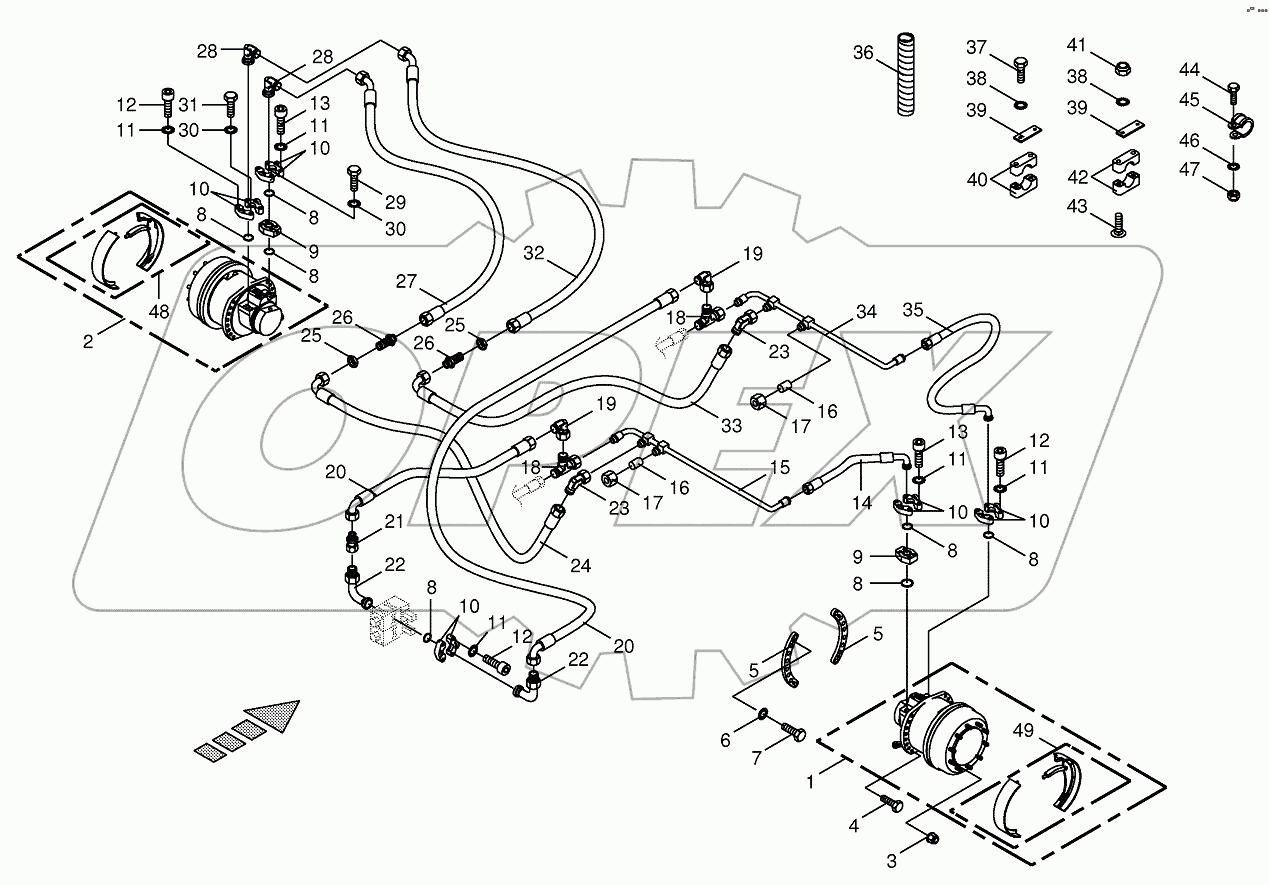 Traction drive wheel engine-front