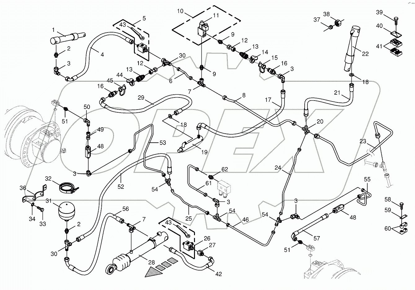 Charge pressure lines-front