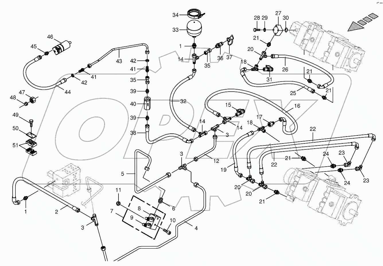 Charge pressure lines-back