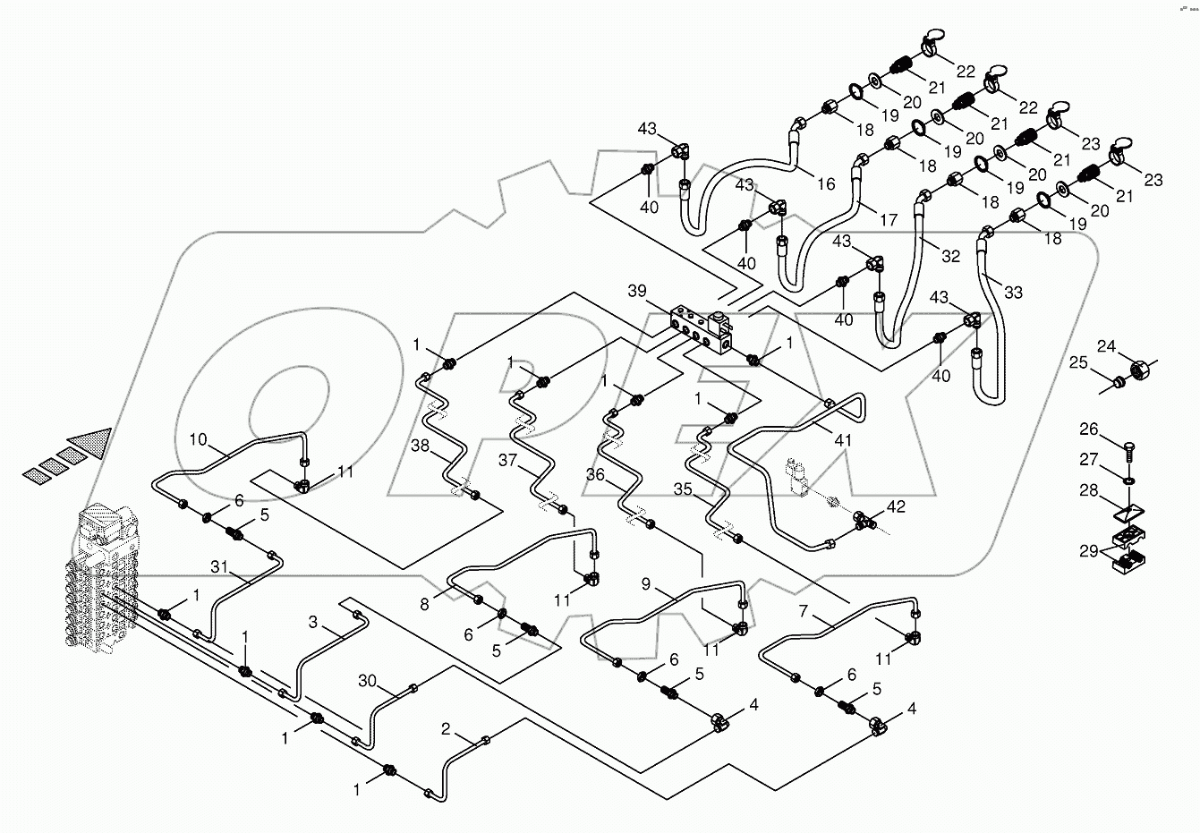 Hydraulics-front attachment