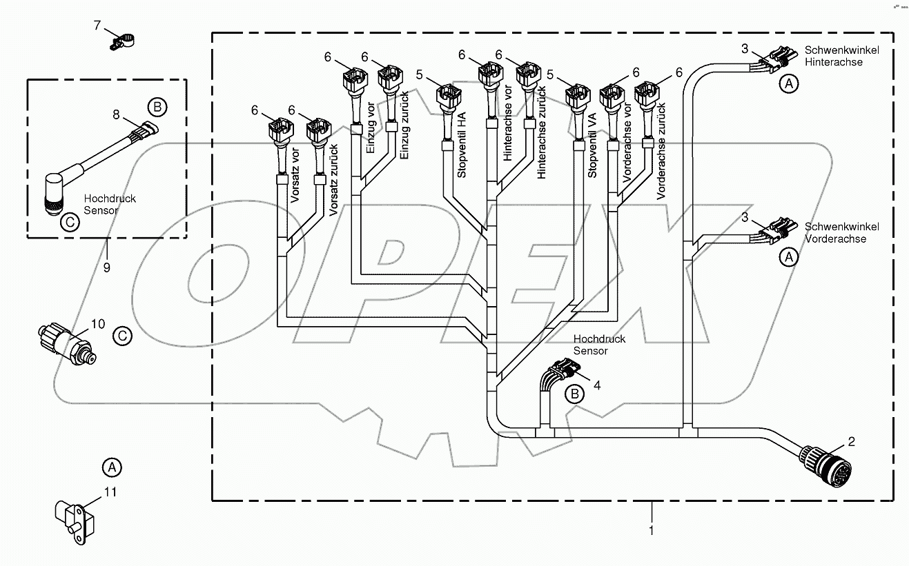 Wiring loom-hydraulic pumps