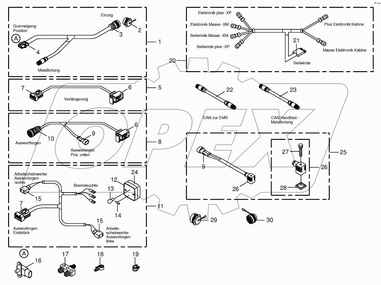 Several wiring looms