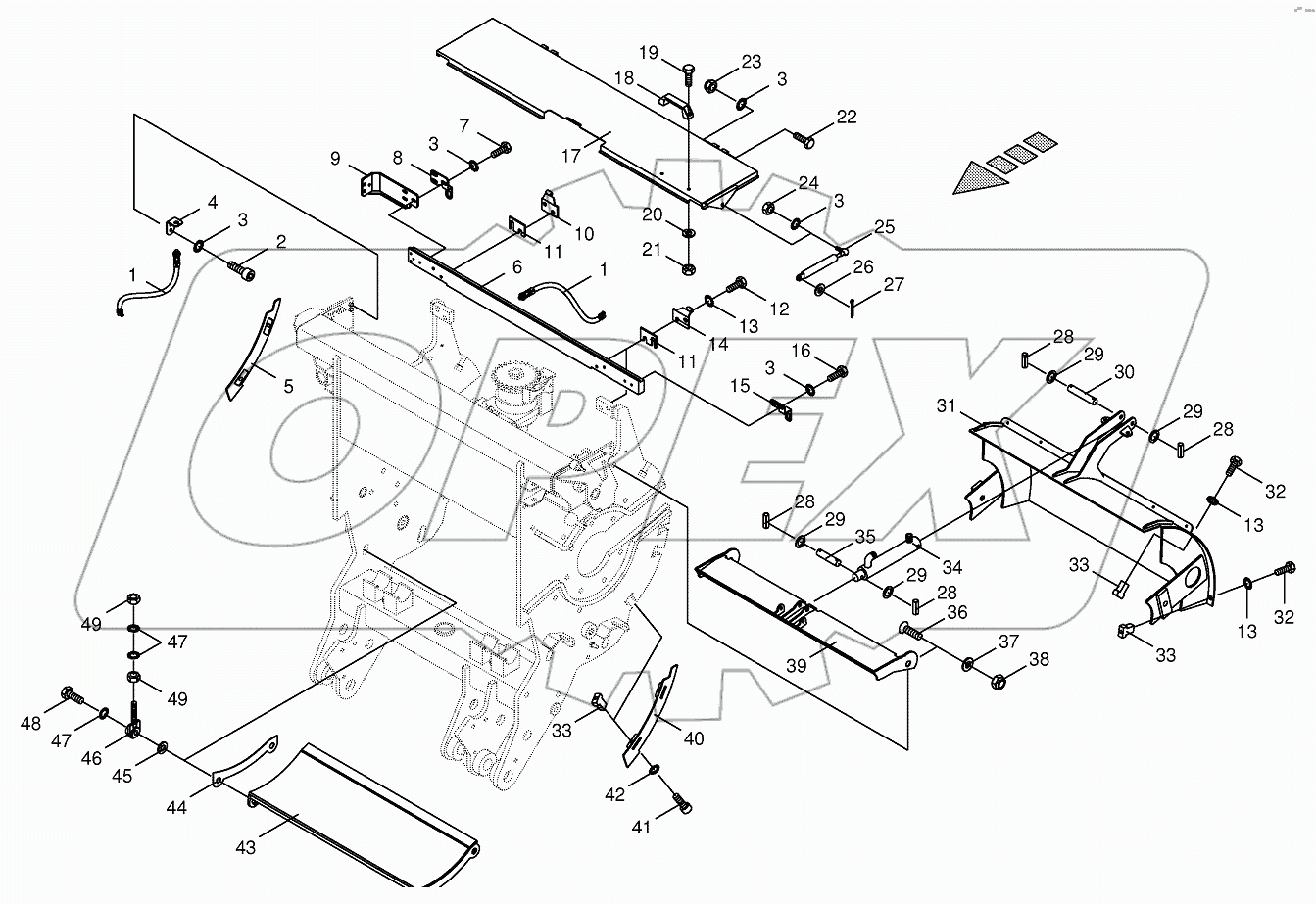 Chopping drum support-mounting parts
