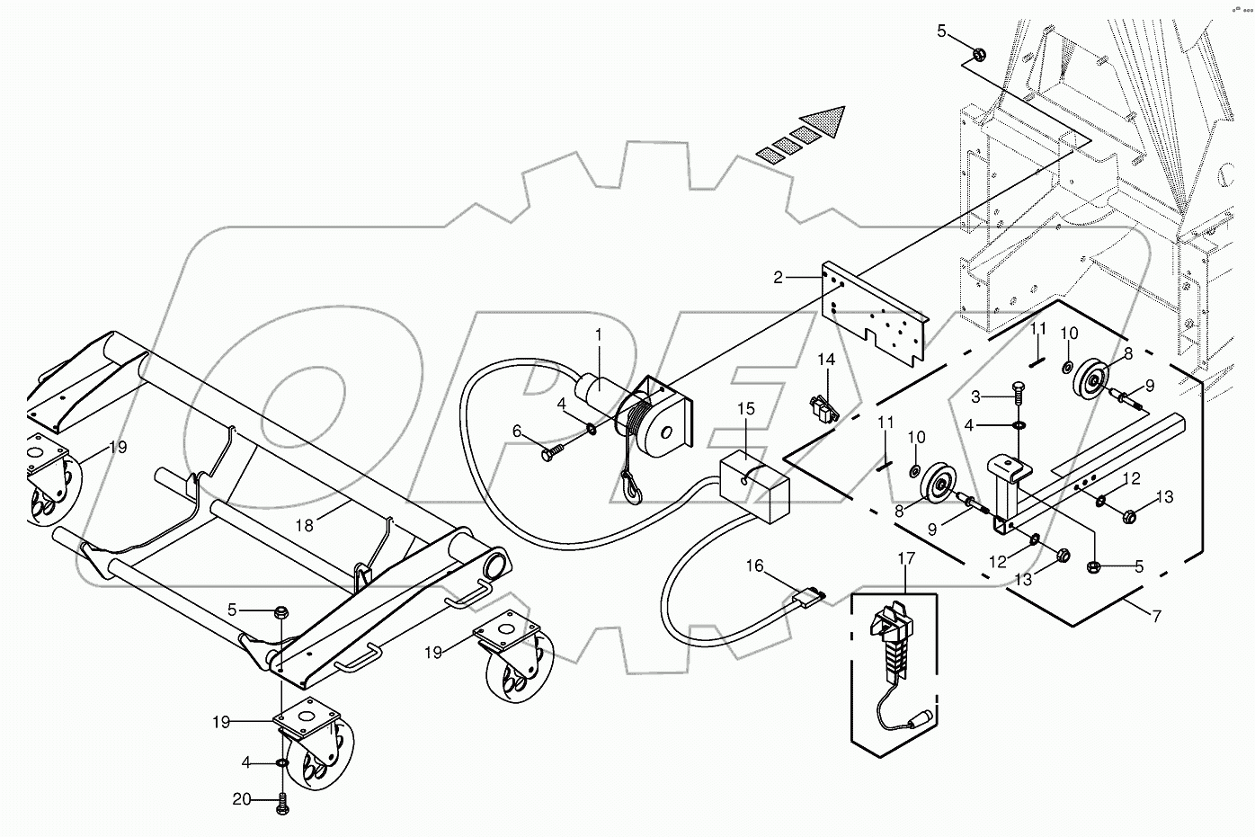 Rope winch/Installation car