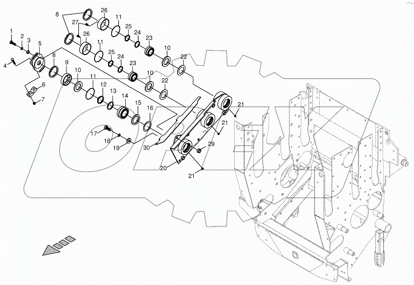Lower feed roller bearing