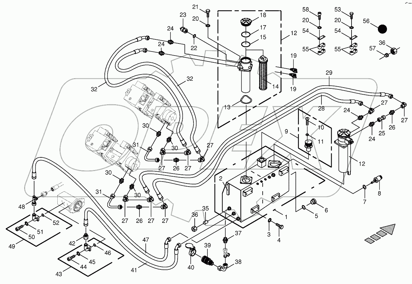 Hydraulic tank/suction lines