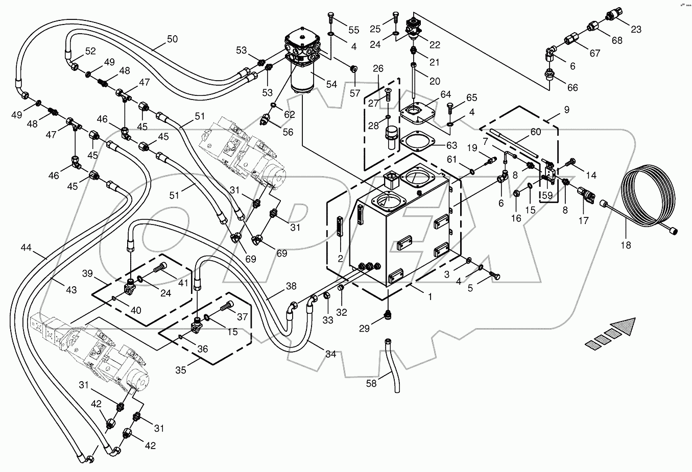 Hydraulic tank/suction lines