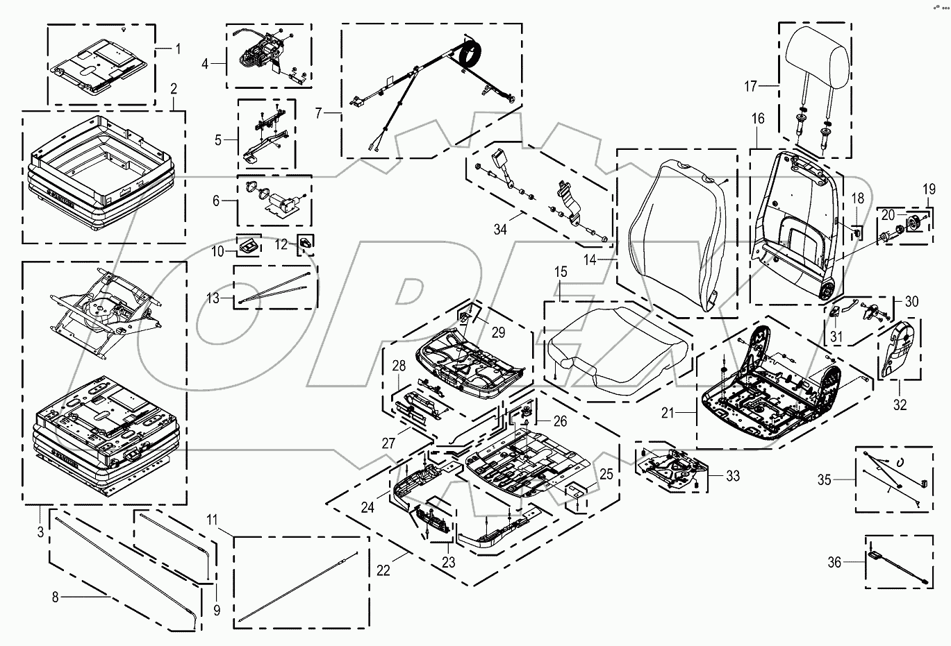 Wear parts - driver's seat -standard