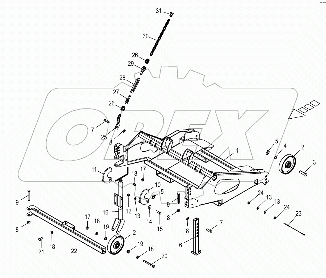 Installation car - chopping drum