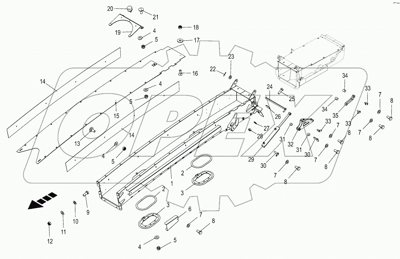 Discharge chute extension 12/14-row