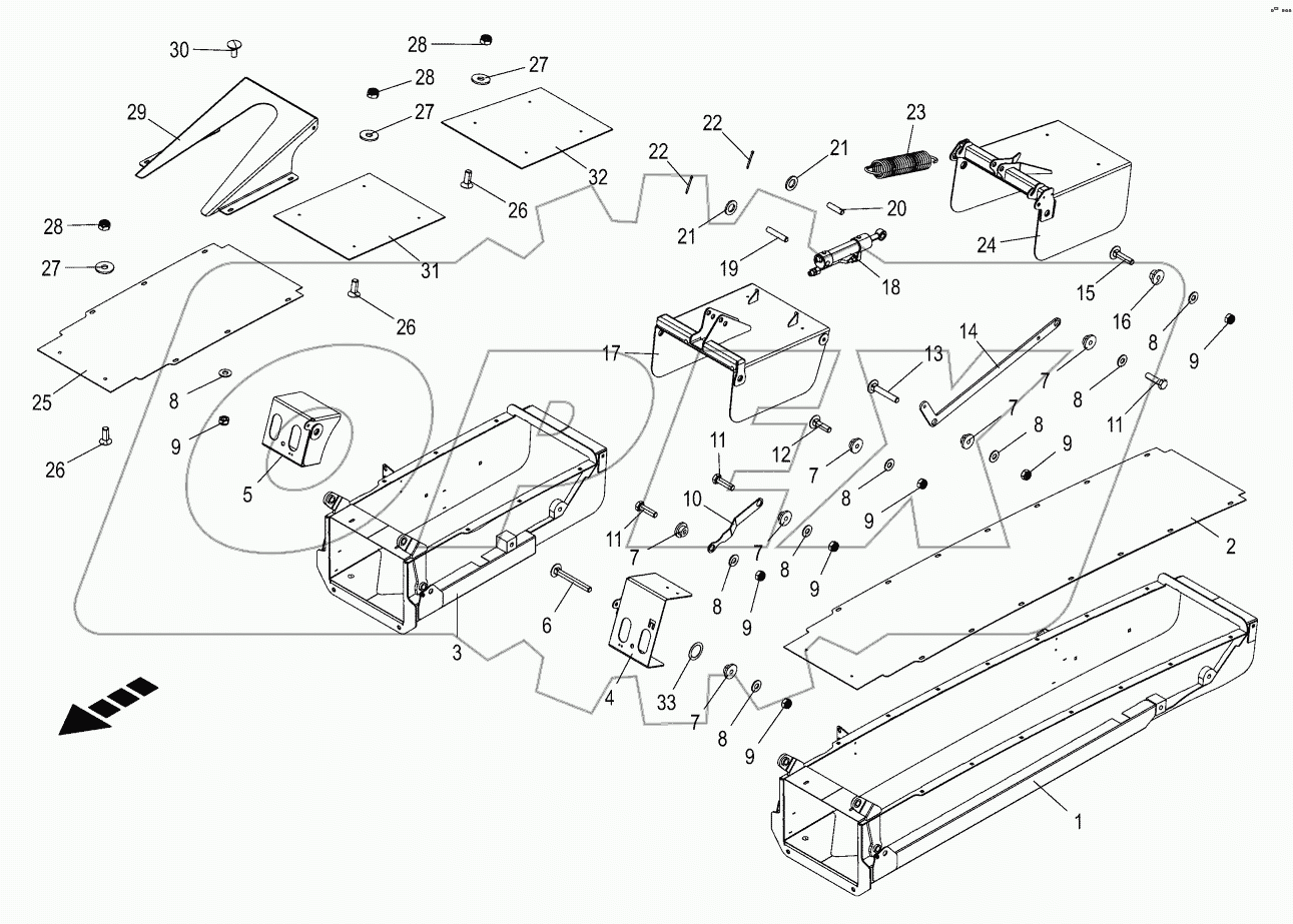 Discharge flap-end piece -12/14 rows