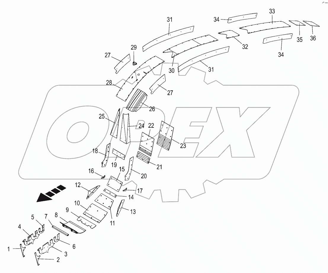 Wearing plates - crop flow