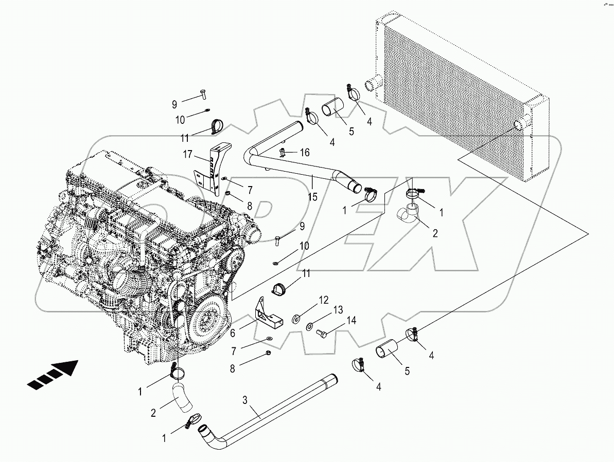 Radiator for motor fluid