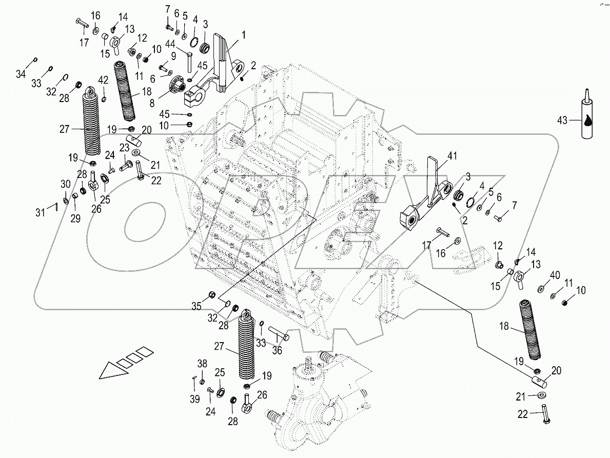 Oscillating levers/Tension spring