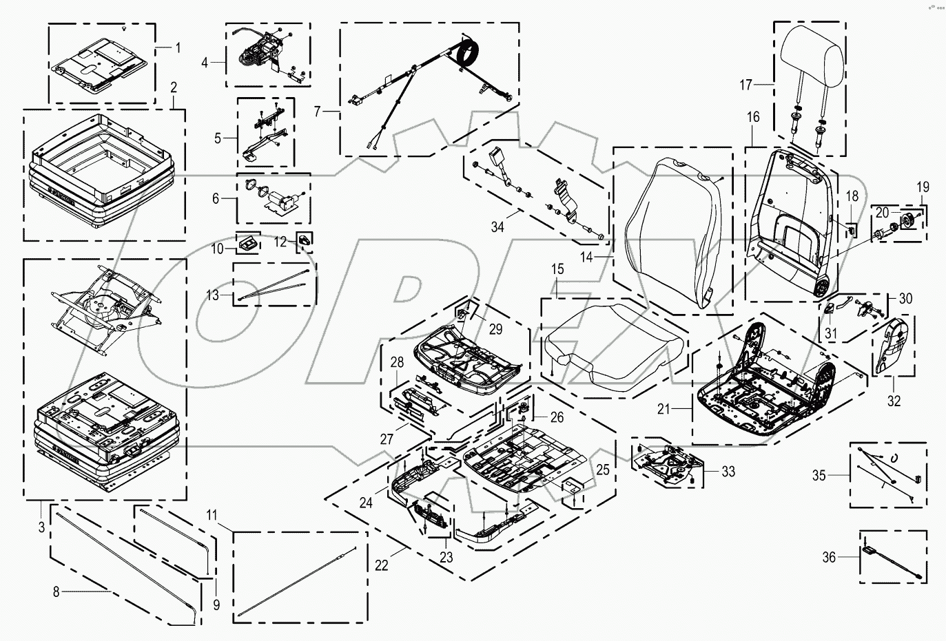 Wear parts - driver's seat - standard