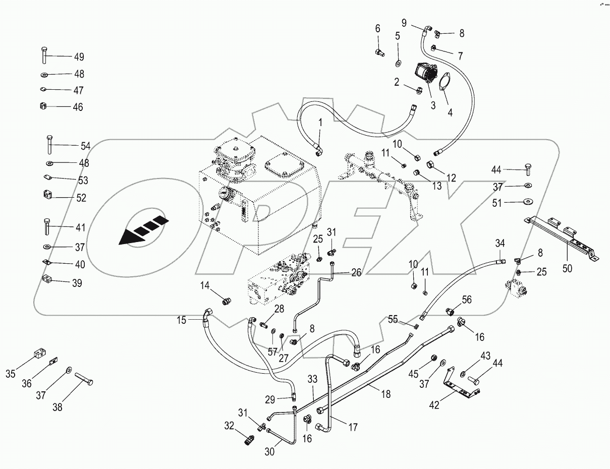 Hydraulics - pressure lines - back