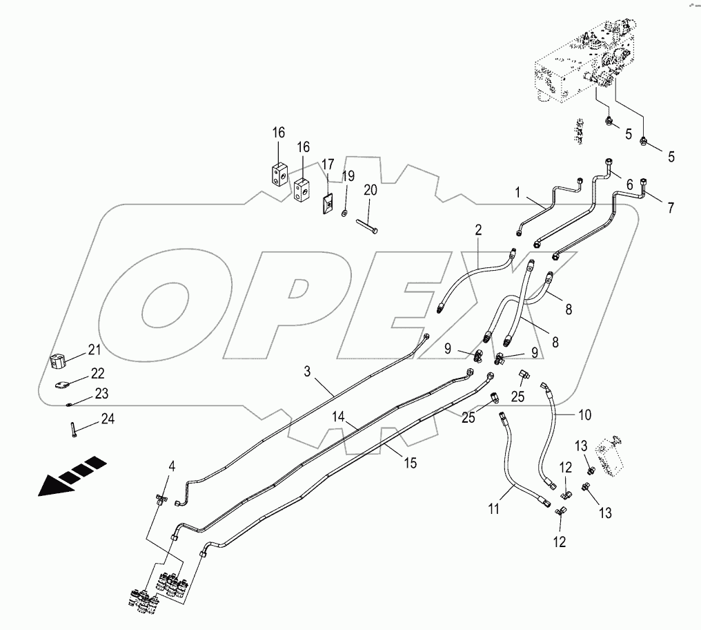 Hydraulics - pressure lines - front attachment