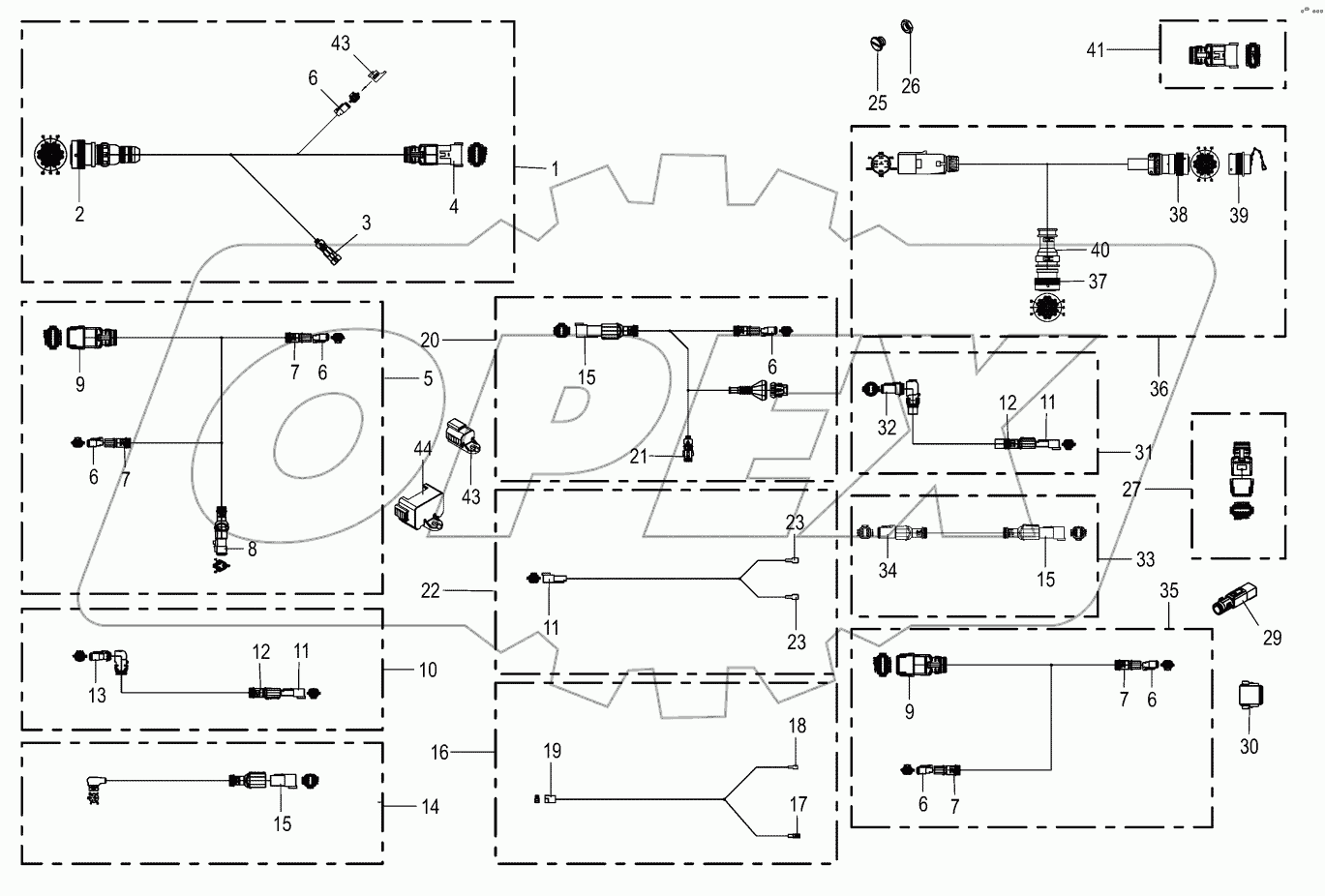 Several wiring looms
