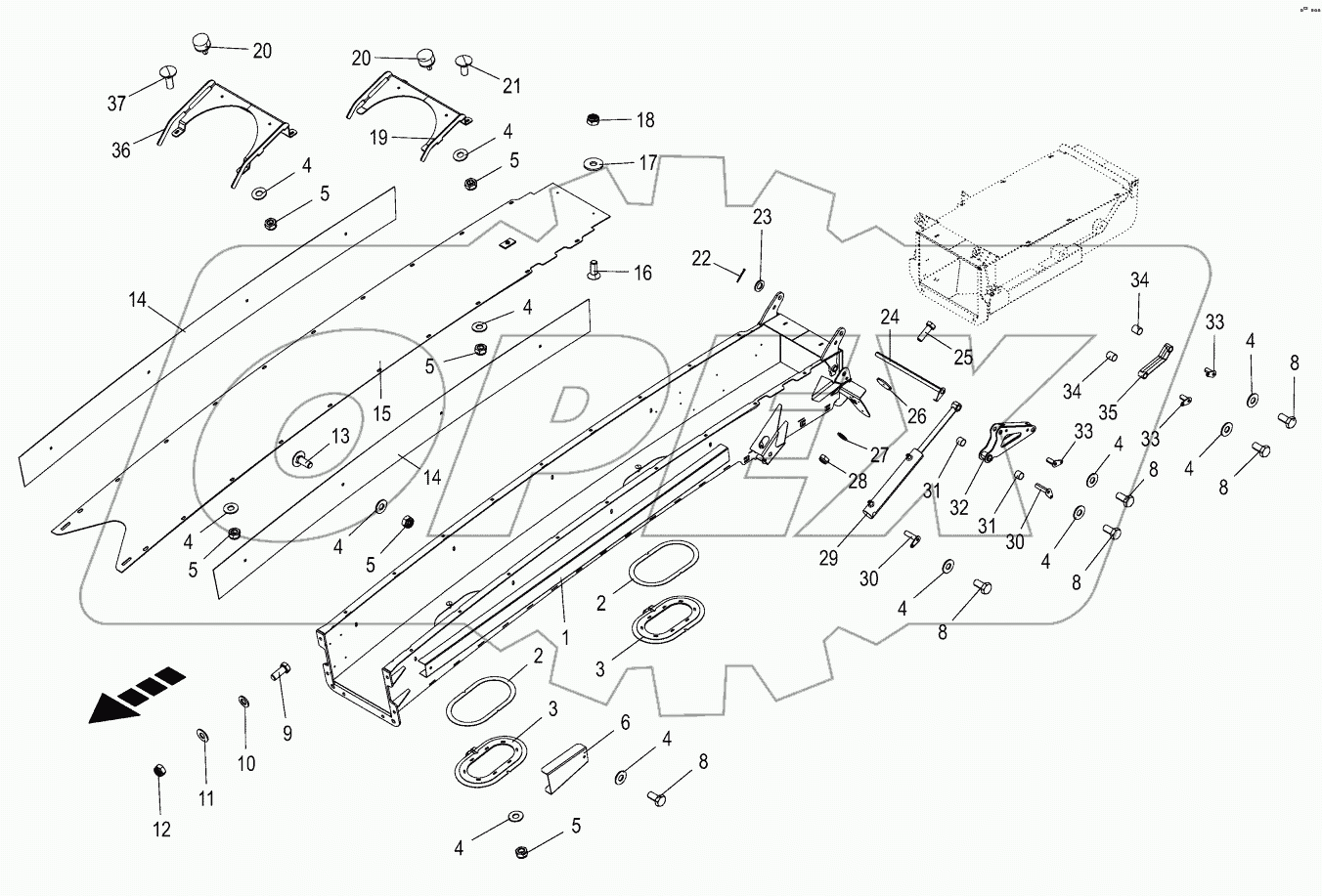 Discharge chute extension 12/14-row
