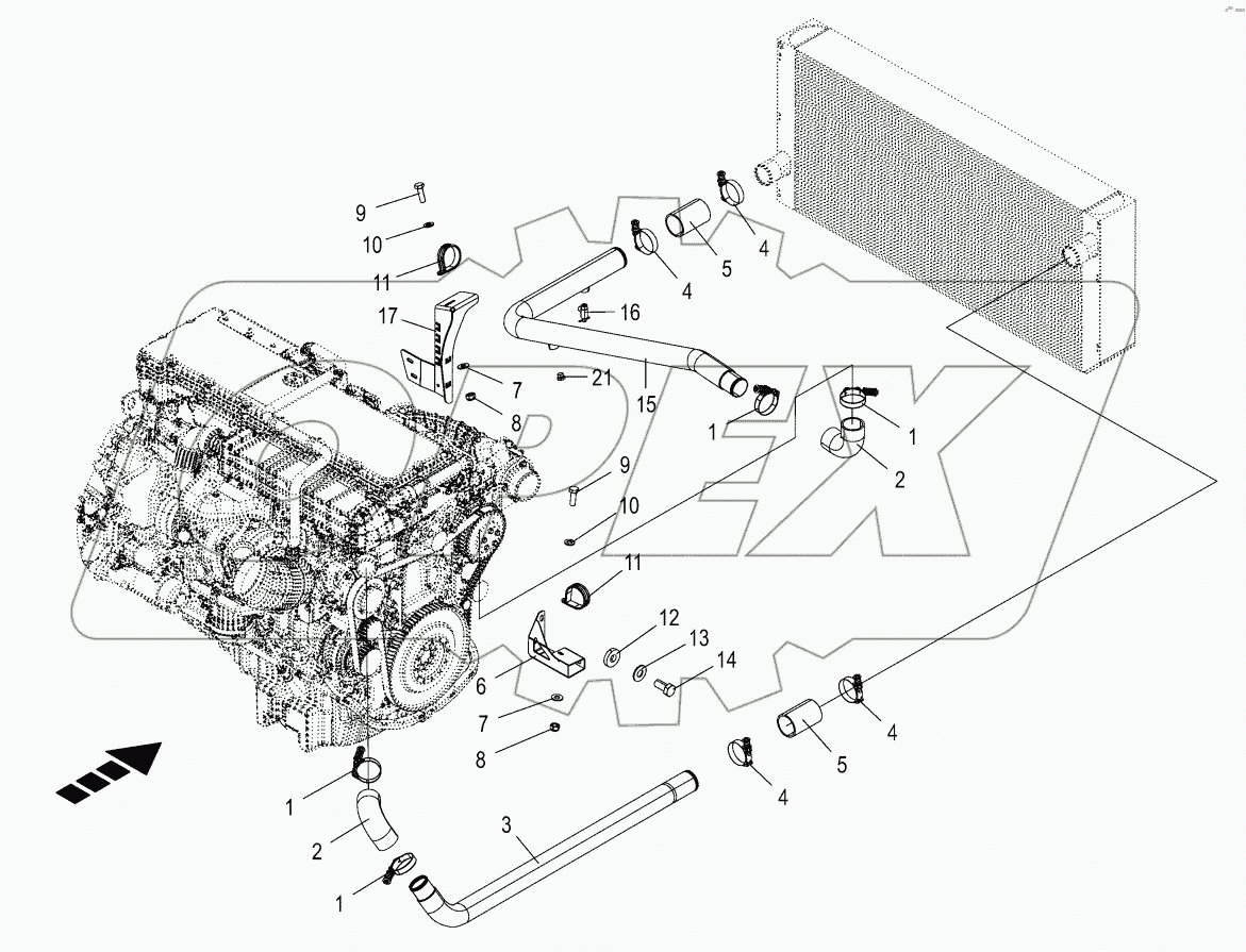 Radiator for motor fluid