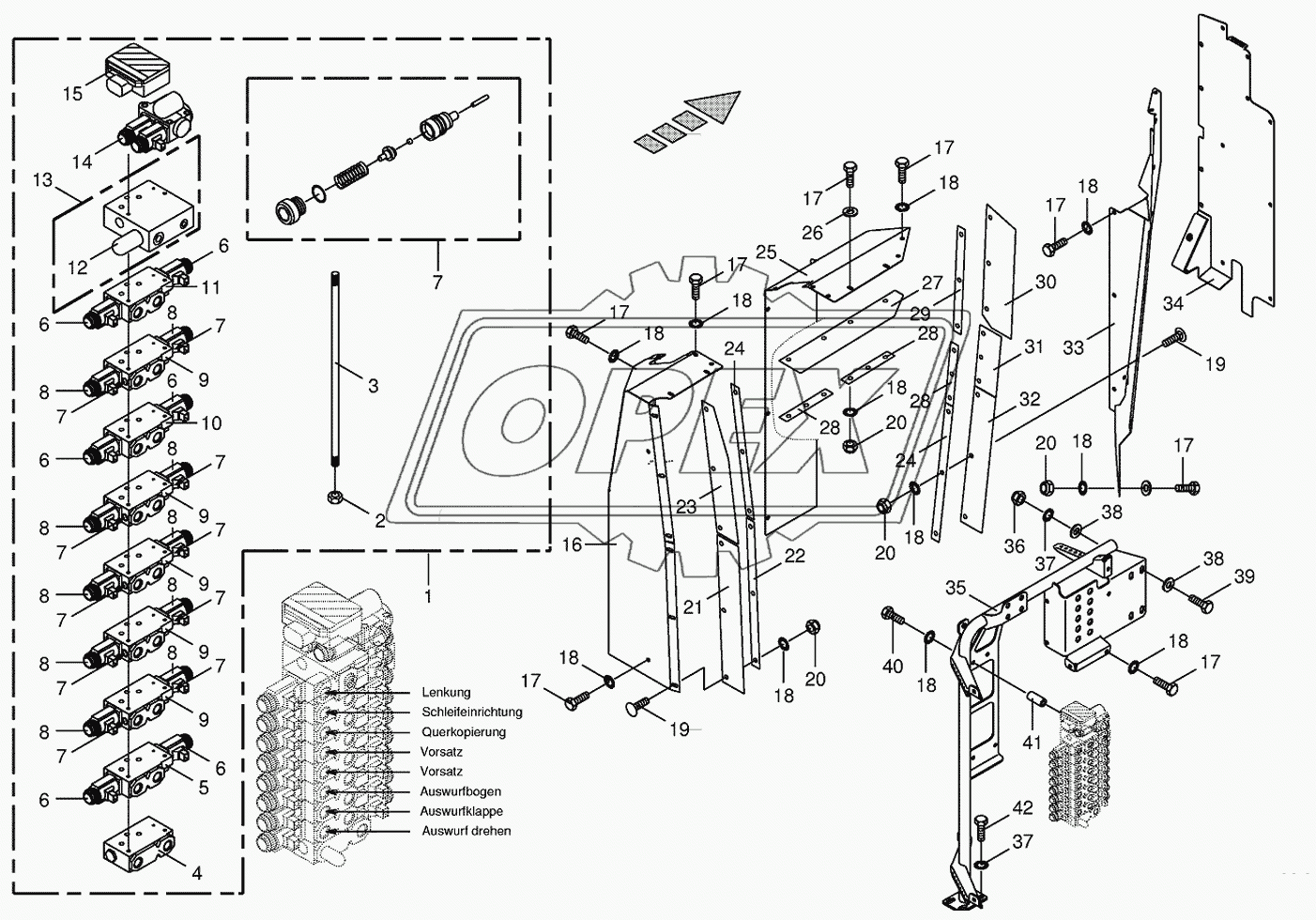 Valve block with support-work hydraulics 1