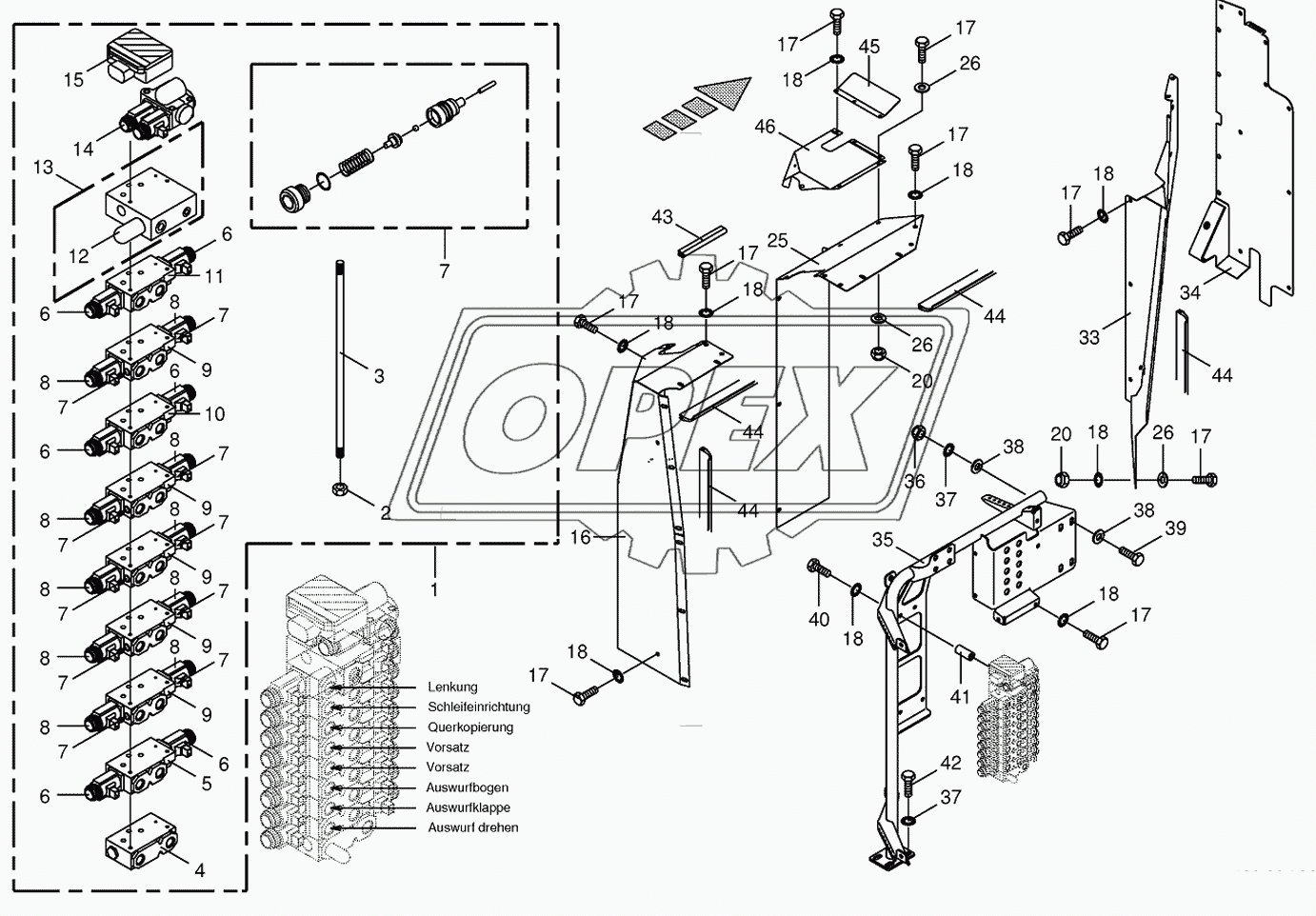 Valve block with support-work hydraulics 2