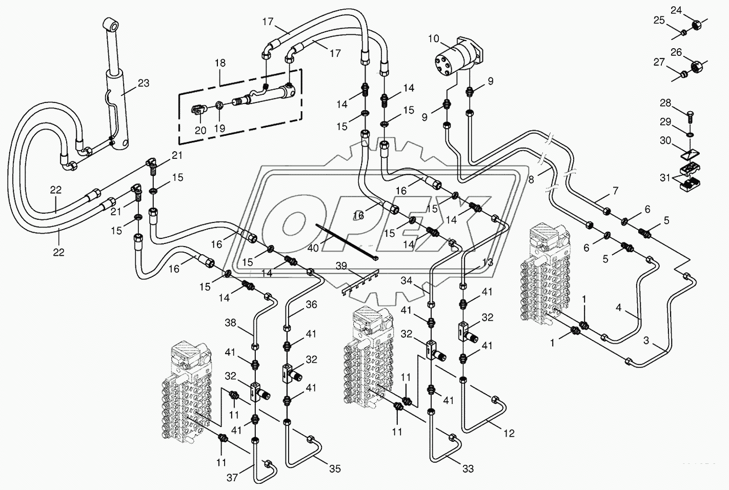 Hydraulics cpl.-discharge chute