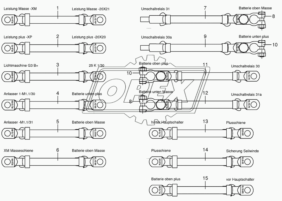 Battery and ground cable