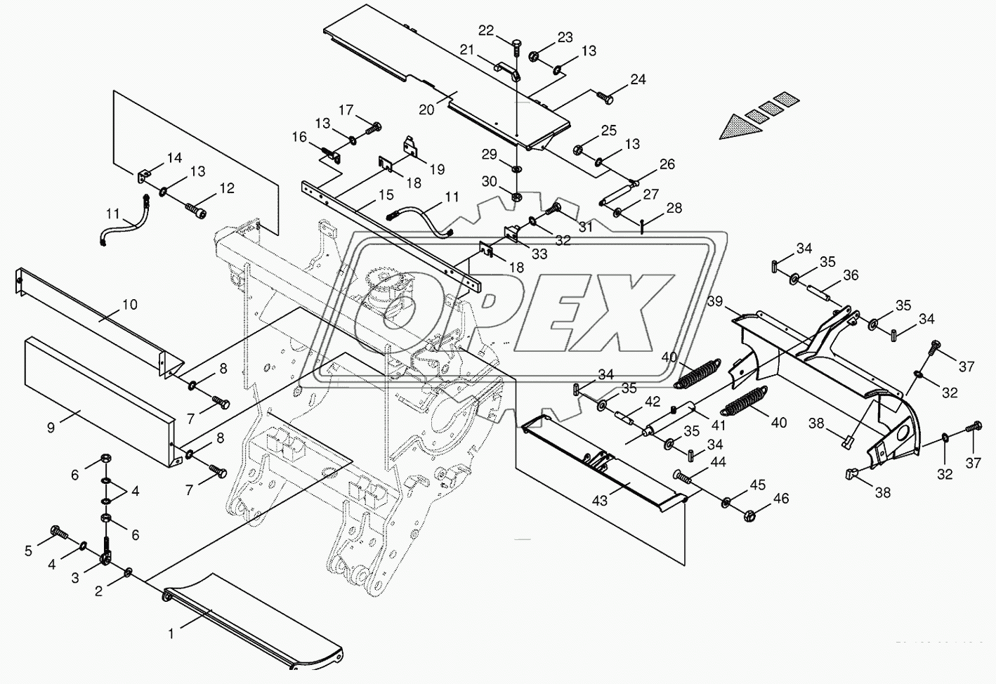 Chopping drum support-mounting parts 1