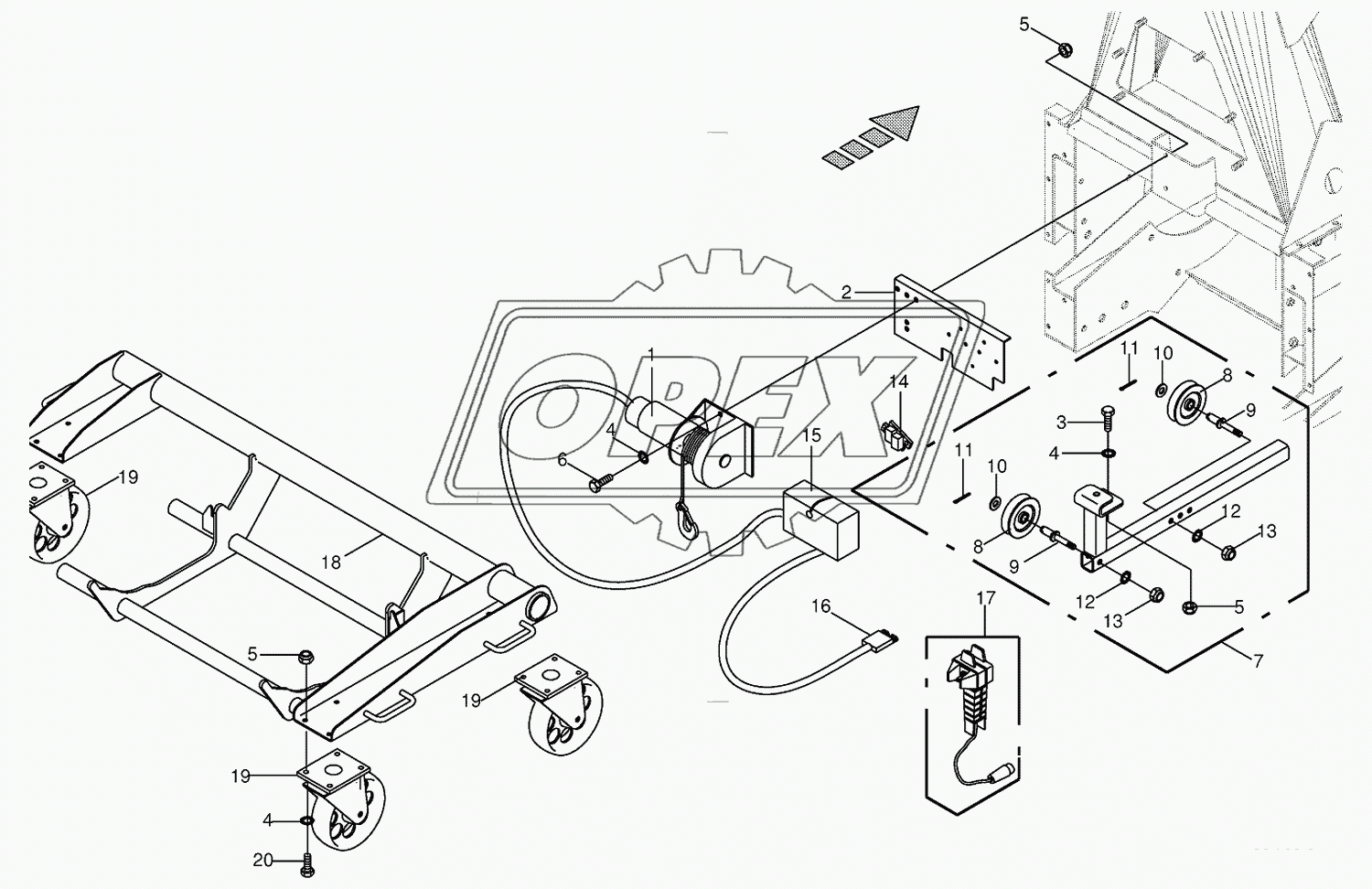 Rope winch/Installation car