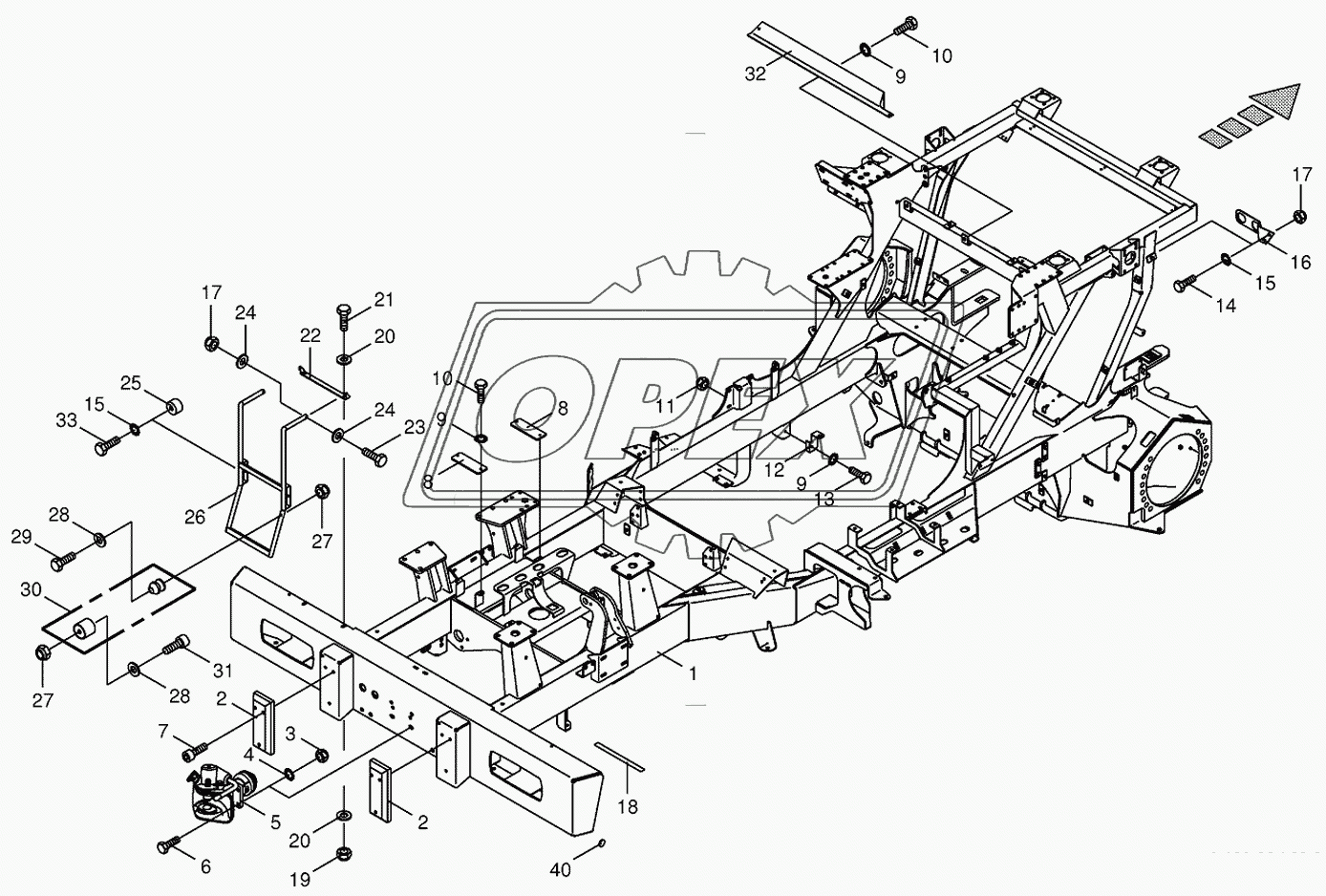 Frame/trailer hitch/ascending ladder