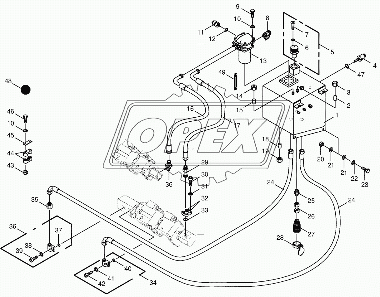 Hydraulic tank/suction lines