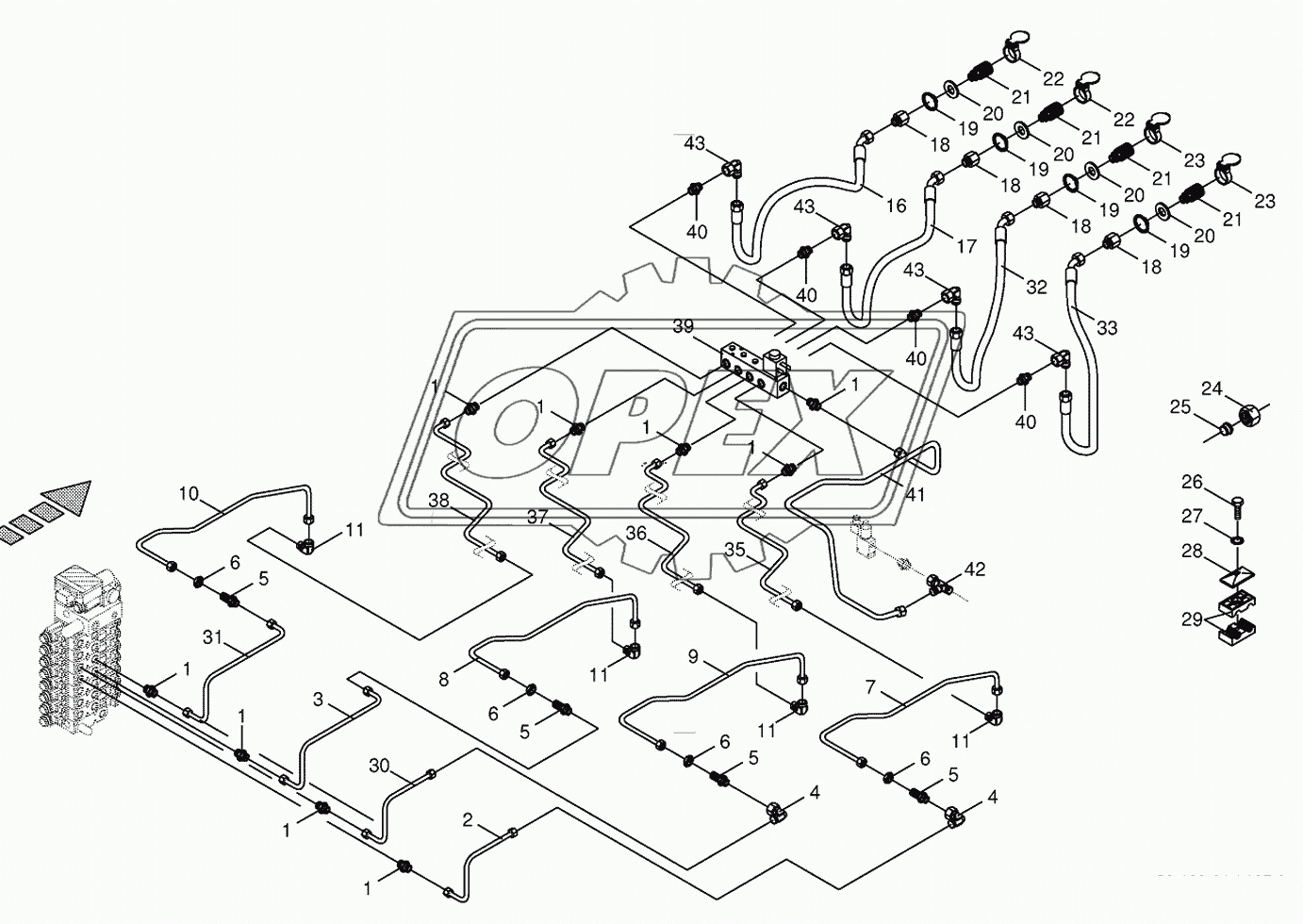 Hydraulics-front attachment