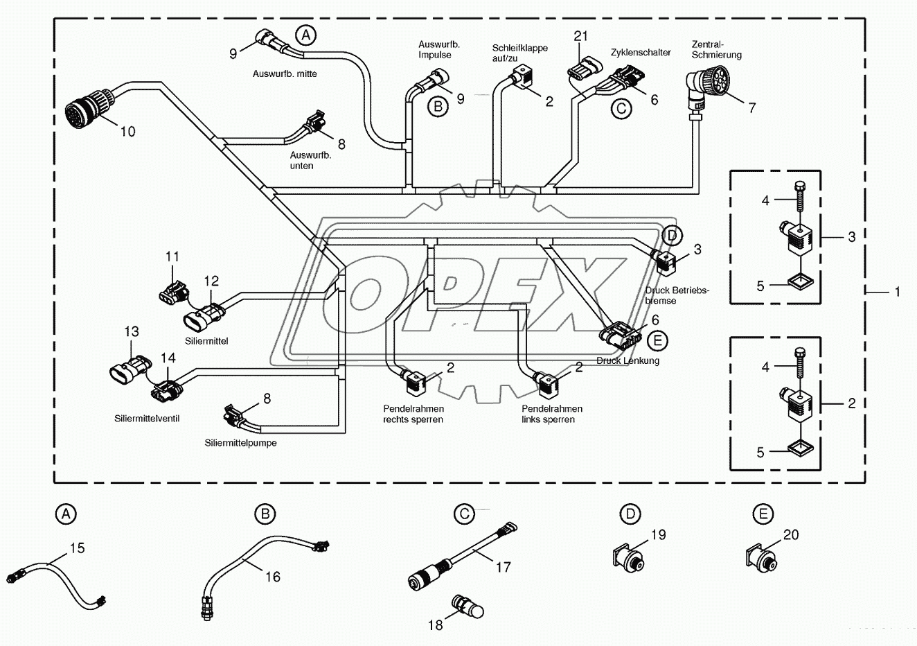 Wiring harness-below the cabin