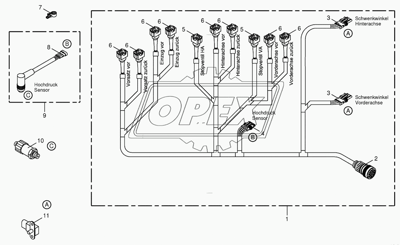 Wiring loom-hydraulic pumps