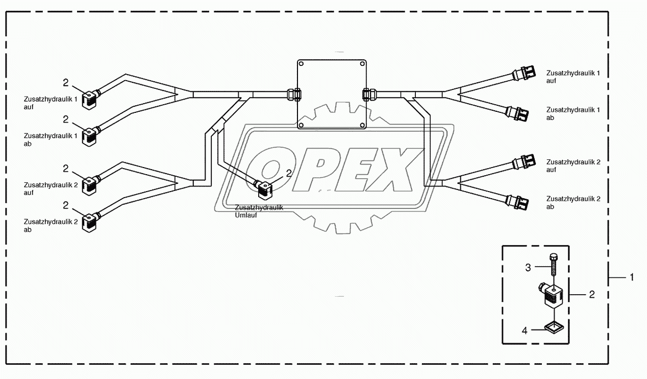 Wiring harness-auxiliary hydraulics