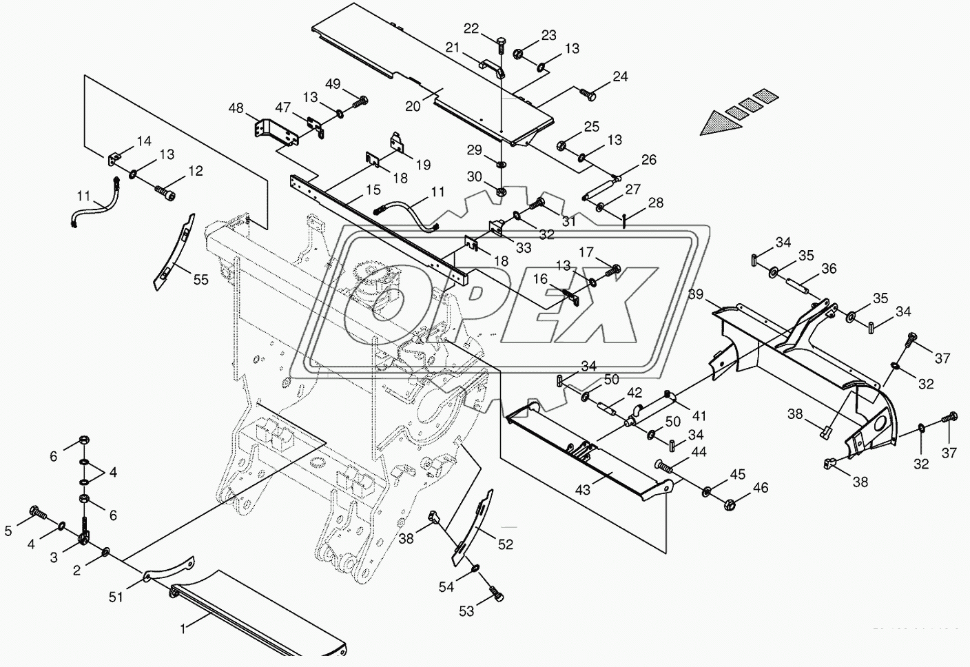 Chopping drum support-mounting parts